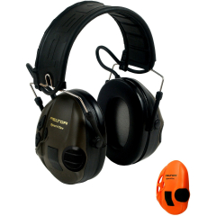 3M™ PELTOR™ SportTac Headset, 26 dB, Orange / Green Cups, Foldable Headband, MT16H210F-478-GN