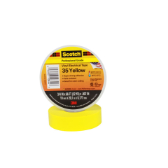 Scotch® Vinyl Color-Coding Electrical Tape 35, Yellow, 19 mm x 20 m