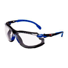 3M™ Solus™ S1101SGAF-KT Safety Glasses, Kit, Foam, Strap, Black/Blue, Clear Scotchgard™ Anti-fog lens 